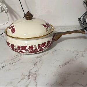 Vintage Asta Floral Enamel Saucepan with Lid